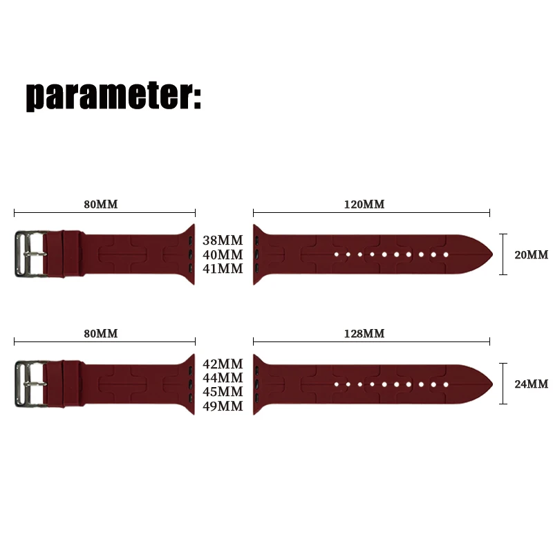 Original Soft Rubber Strap for Apple Watch Band 49mm 45mm 41 44 42mm 38mm Metal Buckle Bracelet for IWatch 9 8 7 6 5 SE Ultra 2