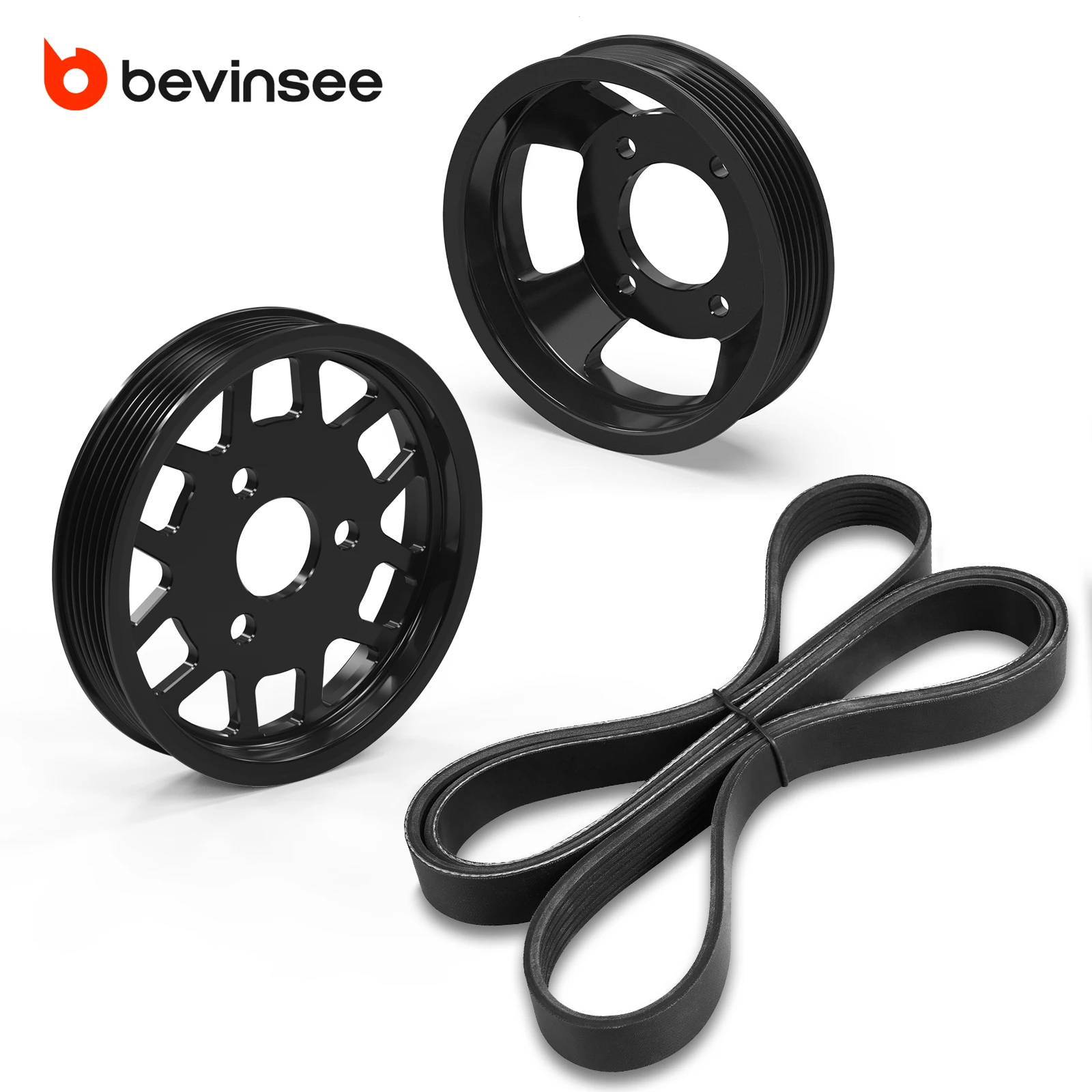 

BEVINSEE Алюминиевый шкив насоса гидроусилителя руля и шкив водяного насоса для BMW M52TU/M54 E39 E46 E38, замена на 11 51 1 436 590, 32 42 1 740 858