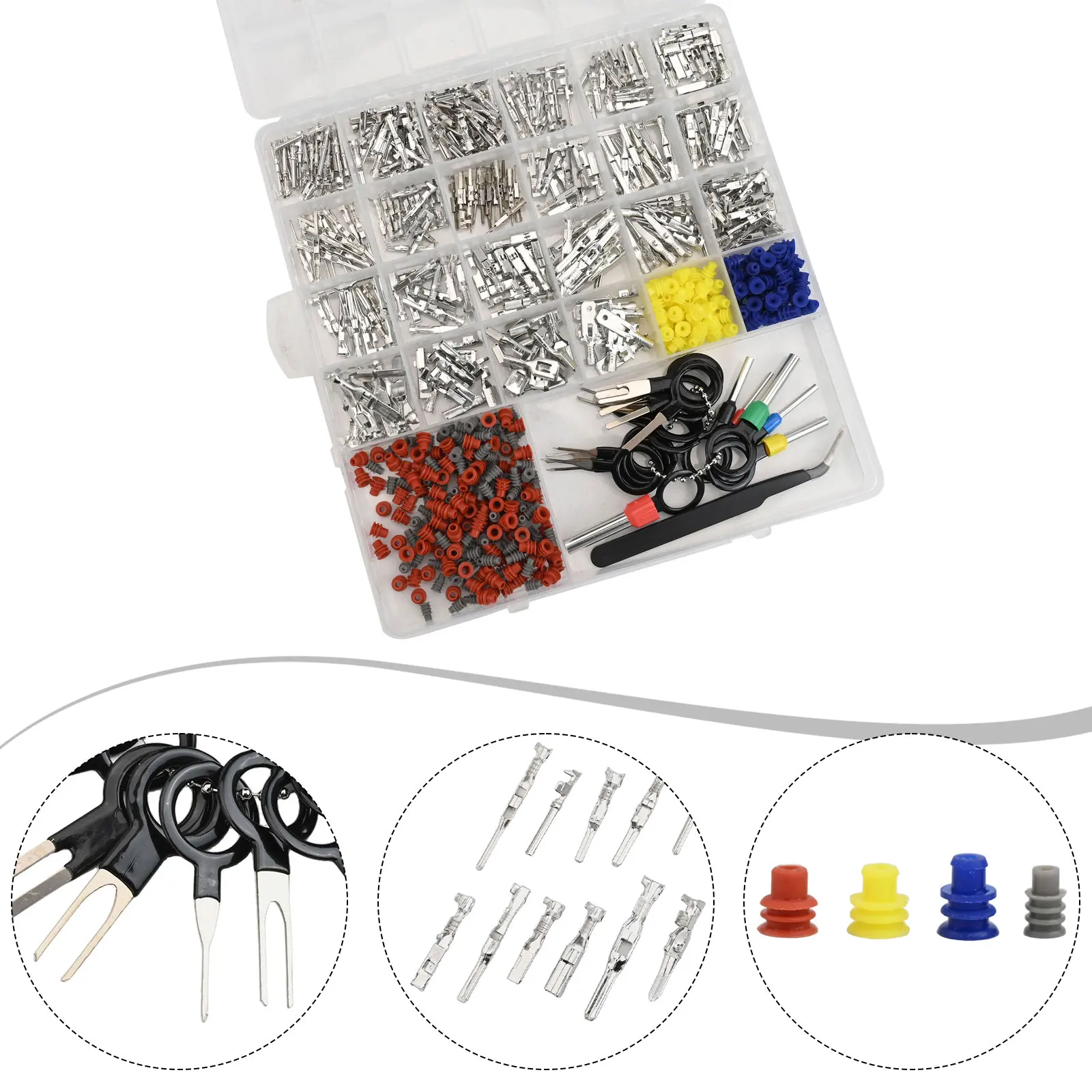 Repair Tasks Wire Terminal Kit Automotive Wire Waterproof Seals 8 Different Sizes Available Efficiently Organized Kit
