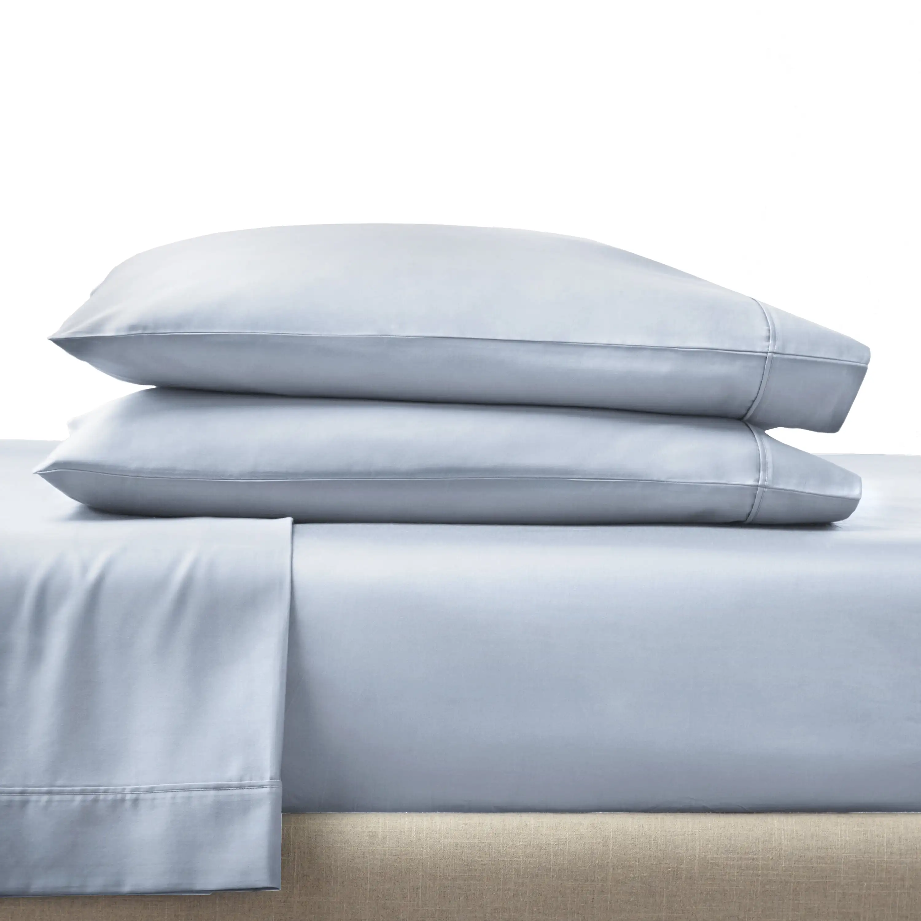

4-Piece 300 Thread Count Blue Water Cotton Sateen Bed Sheet Set, King