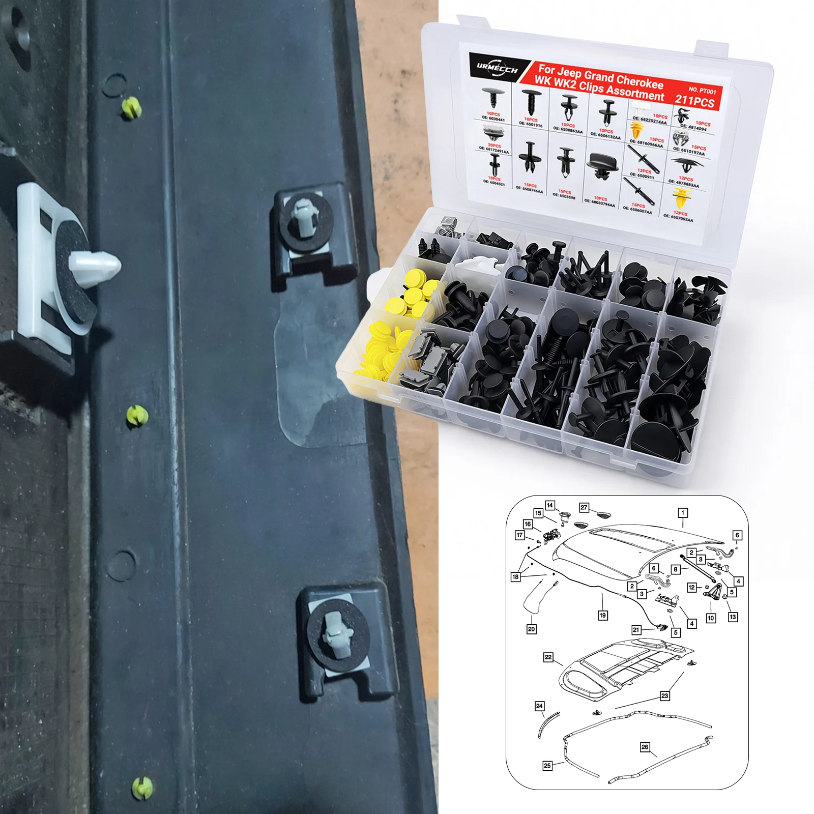 

Car Retainer Clips for Jeep Grand Cherokee WK WK2 Chrysler Dodge Ram 211pcs Fasteners Bumper Fender Door Panel Push Pin Rivet