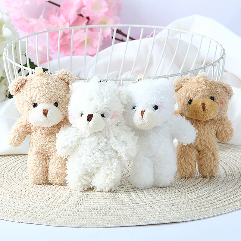 11cm Kawaii Bear Plush Doll Keychain Toys Cartoon Animal Plush Stuffed Dolls Keychain Pendant For Girl Birthday Small Gift Decor