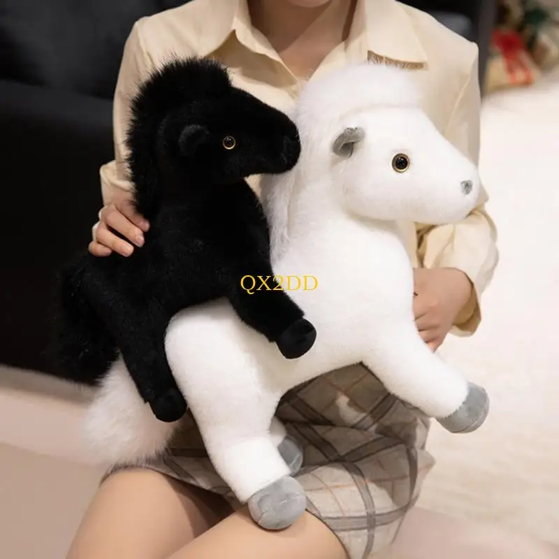 QX2D Horse Year Plush Animal Horse Auspicious Symbol Soft Stuffed Animals Toy For Home Office Decoration And Good Luck Gift