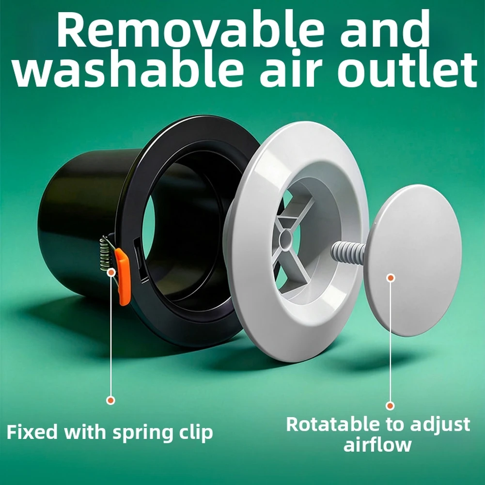 ABS Air Conditioner Disc Vent Cover Wall or Ceiling for exhaust Cap Fresh Air Inlet Adjustable Airflow White 75 90 100mm