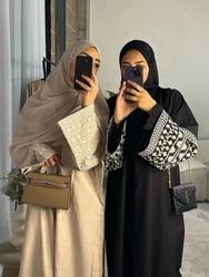 Abaya en lin de coton fermé pour femmes musulmanes, hijab de Dubaï, robe de ramadan, caftan islamique, broderie florale de luxe, Turquie