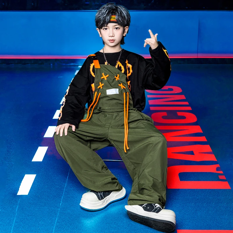Korean Fashion Kinder Hip Hop Overall Anzug Dance Rapper Kleidung Set Junge Mädchen Hiphop Streetwear Kinder Bühne Leistung Uniform