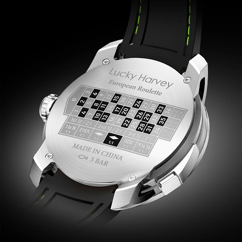 ساعات ميكانيكية للرجال ، محظوظ ، لعبة الروليت الأوروبي ، قرص اللعبة ، الحركة التلقائية ، الياقوت ، تصميم مضحك ، حفلة