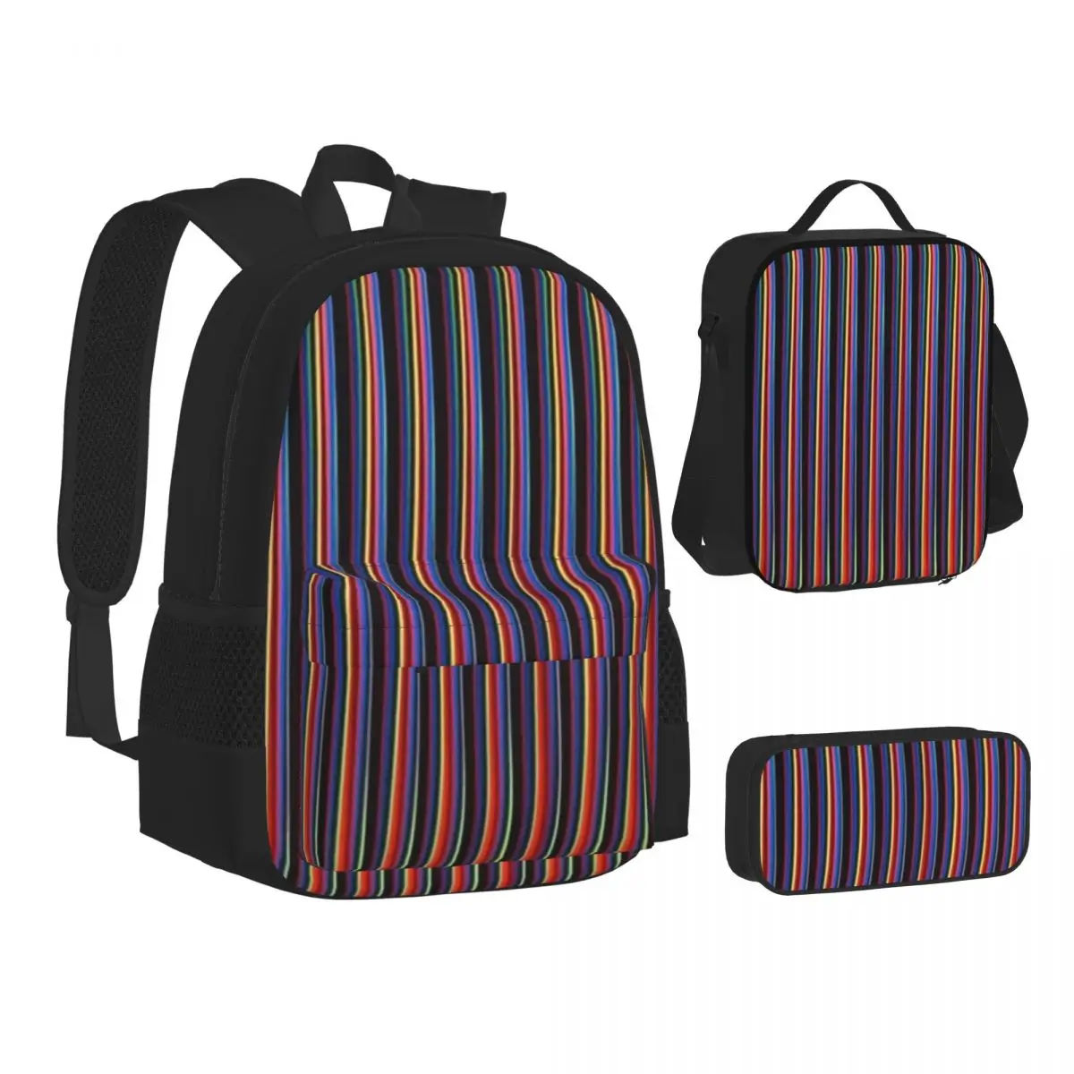

Carlos Cruz Diez Backpacks Students Bookbag School Bags Children Rucksack Lunch Bag Pen Bag Three-Piece Set