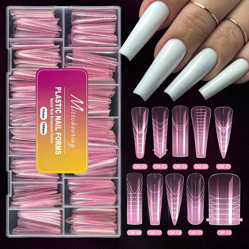150 Stück Dual-Formen für Poly-Nagelgel, weiche Nagelformen, Formen, Acryl, vollständige Abdeckung, falsche Nagelspitzen, Maniküre-Verlängerung