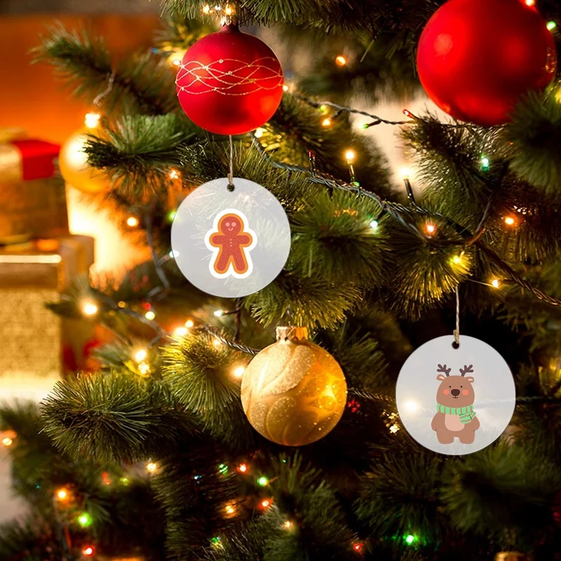 

A21I-50 Pcs 3 Inch Acrylic Blanks With Hole Transparent Circle Ornament Clear Round Acrylic Christmas Ornament Blanks