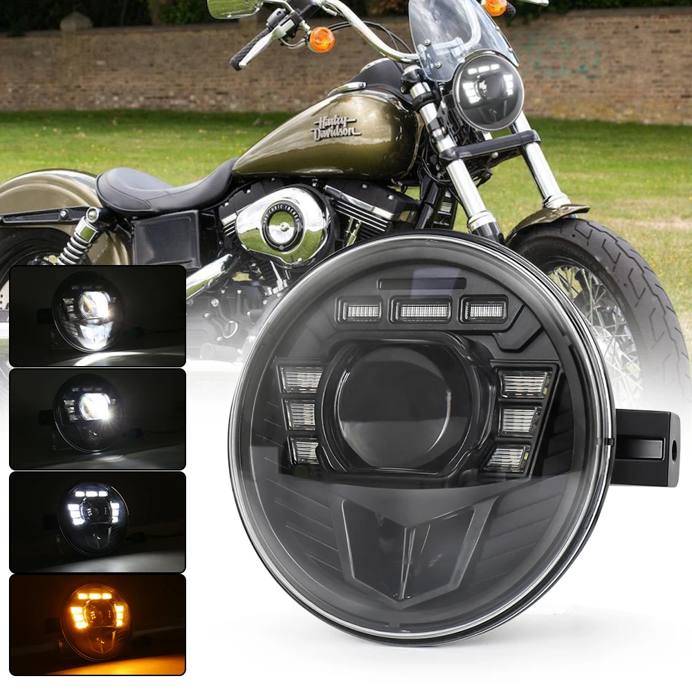 

OVOVS Motorcycle Headlamp Led headlightwith DRL High Low Beam 7 Inch Headlight for Honda Shadow Yamaha Triumph Cafe Racer Suzuki