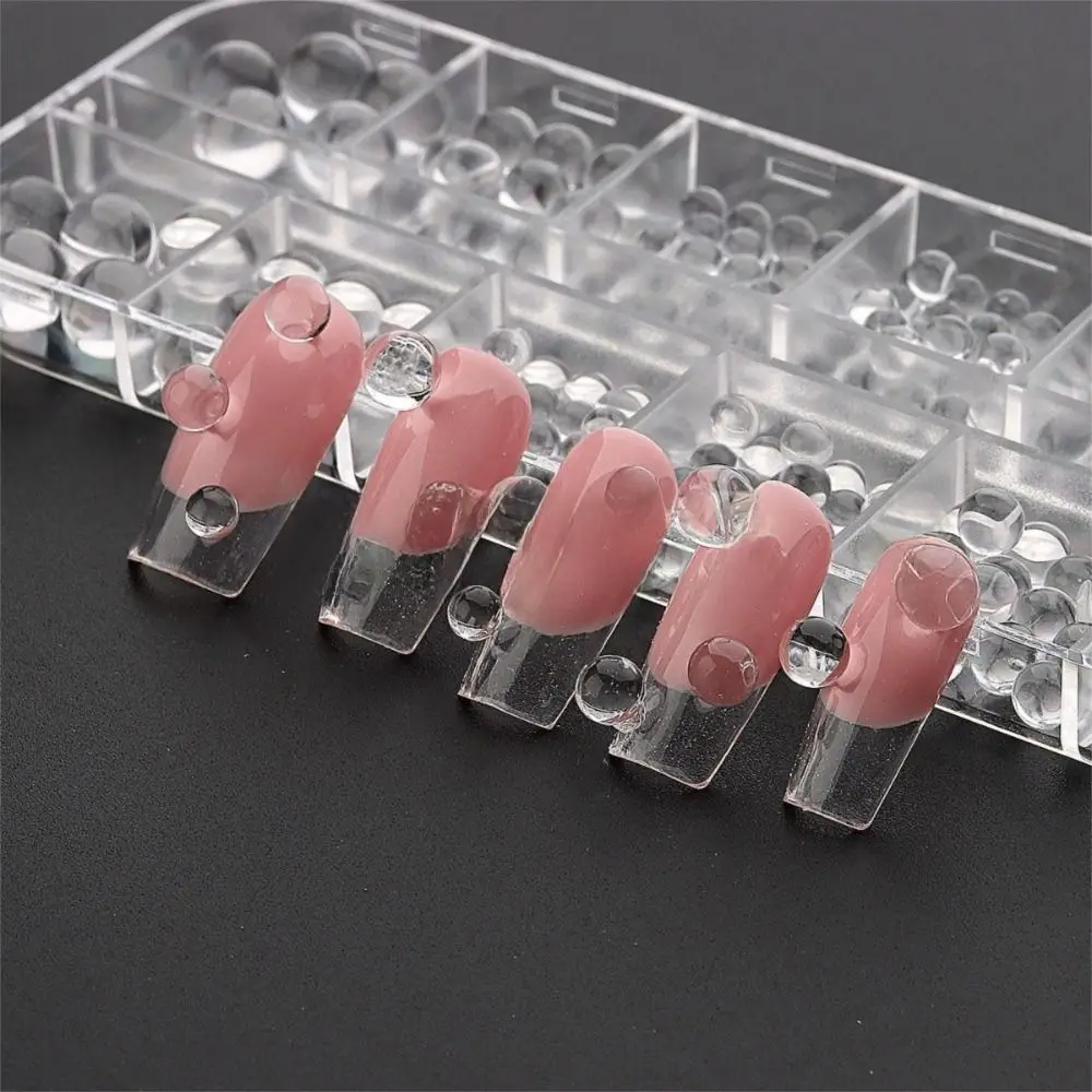 12Grid/box Transparent Round Bead Nail Accessories Bubble Bead Three-Dimensional Nail Decoration Nail Art Bead Manicure Decor