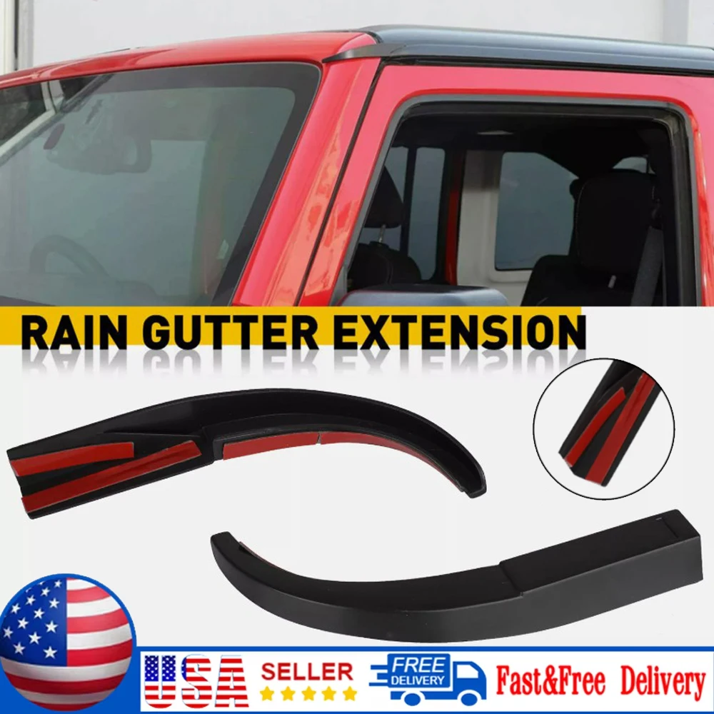 1 زوج جديد سقف السيارة المياه المطر كلبشة الحرس فتحة مزراب تمديد التصميم اكسسوارات السيارات ل جيب رانجلر JK 2007-2018