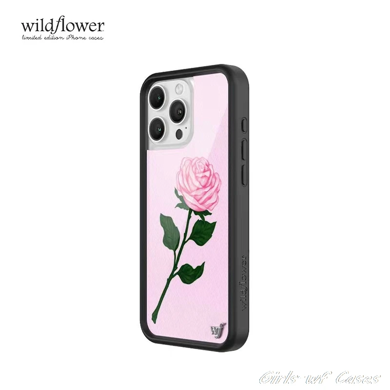 Rosa rosa flor selvagem caso de telefone para iphone 11 12 13 14 15 16 pro max plus 16pro 16plus meninas flores wf flor capa funda