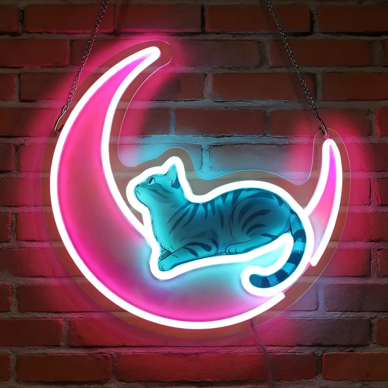 

Moon Cat Neon Sign USB Powered LED Light for Kid Room Bar Party Gaming Room Bedroom Aesthetic Decoration Gift Art Wall Light
