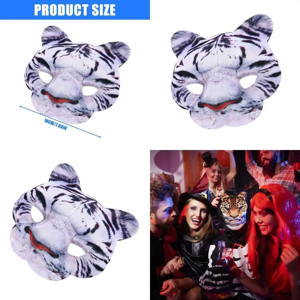 

R1WE TIGRE MASK LEOPARD MASK Animal Half Face Mask, Маска для вечеринки на Хэллоуин Костюмы Костюмы для взрослых детей для
