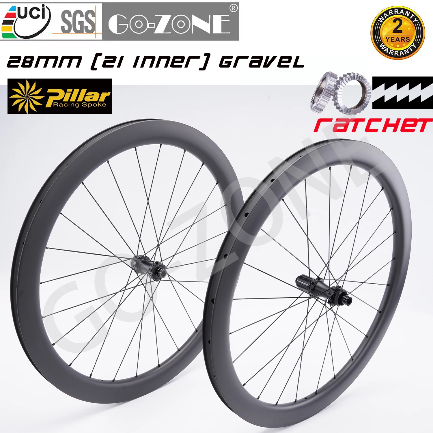 

700c Gravel Carbon Wheels Disc Brake Ratchet 28mm UCI Approved Gozone R330D Pillar 1423 TA/QR Centerlock Road Bicycle Wheelset