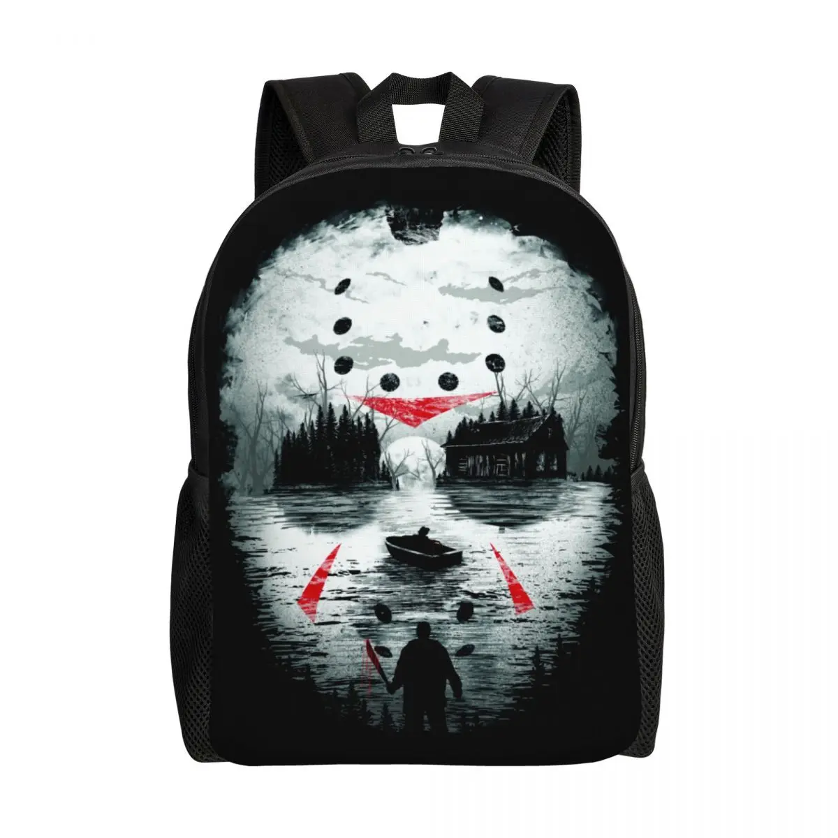 Custom Horror Movie Character Killer Backpack for Men Women Water Resistant College School Halloween Film Bag Print Bookbags