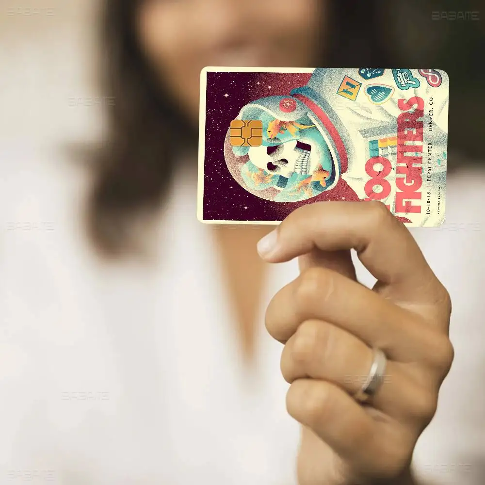 غطاء حماية من الجلد لفرقة Foo Fighters Band Game Anime للجانب الأمامي لبطاقة الائتمان الصغيرة الكبيرة بدون رقاقة