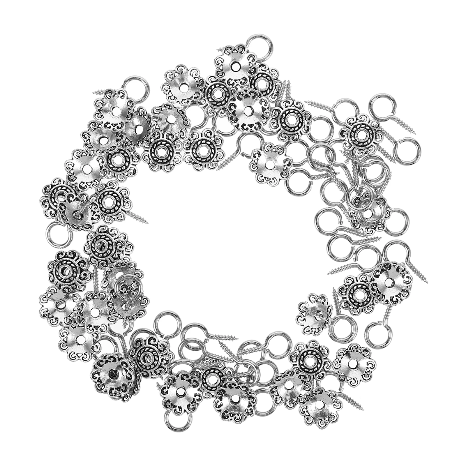 

1 set Alloy Flower Bead Caps Screw Eye Pin Jewelry Making Charms Diy Necklace Bracelet Accessories Bead End Caps Wedding Gift