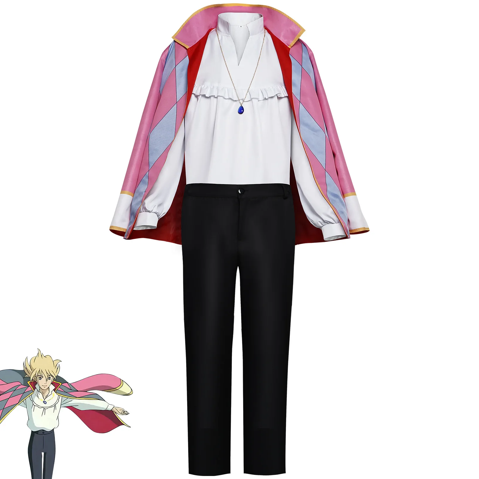 Howl Cosplay Costume Anime Howl's Moving Castle Cosplay Jacket Necklace Coat Full Set Costume Halloween Costumes for Women Men