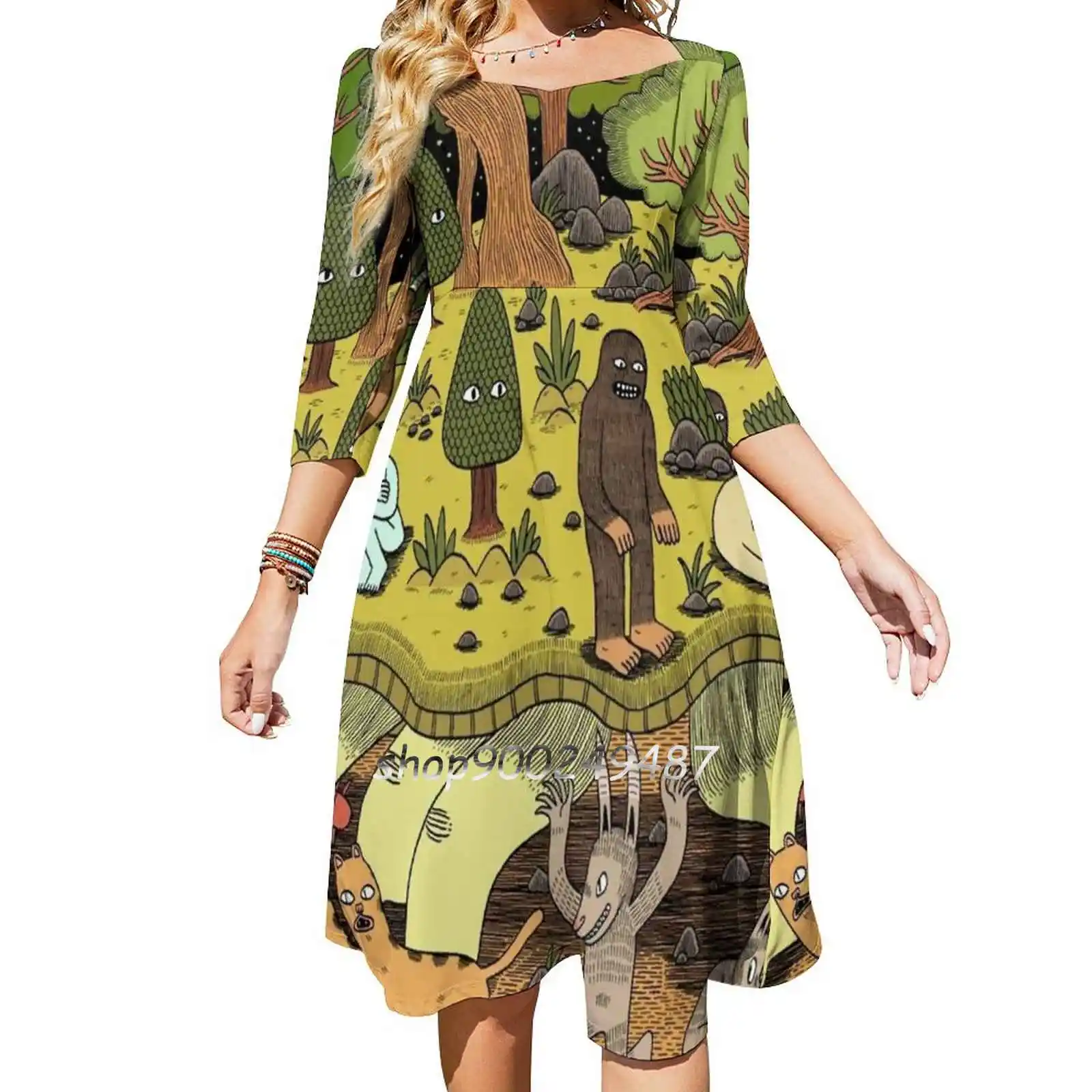 Giant Tortoise Evening Party Dresses Midi Sexy Dress Female Sweet One Piece Dress Korean Tortoise Turtle Otherworld Spirit