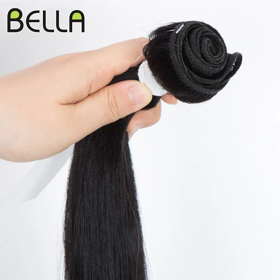 Bella Synthetische Haarbundels 36Inch Rechte Haarextensies 130G Ombre Blonde 613 Zwarte Kleur Bio Synthetisch Haarweefsel Paardenstaart