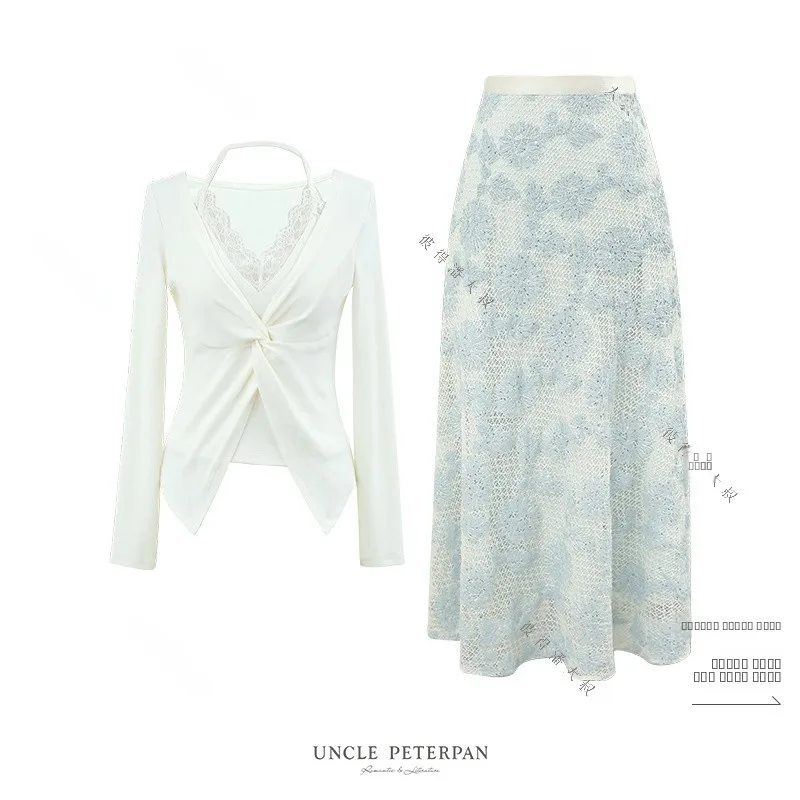 

Модный женский вязаный комплект из двух предметов с эффектом перекрестных узлов и имитацией юбки от Uncle Peter Pan Third Second Heareat