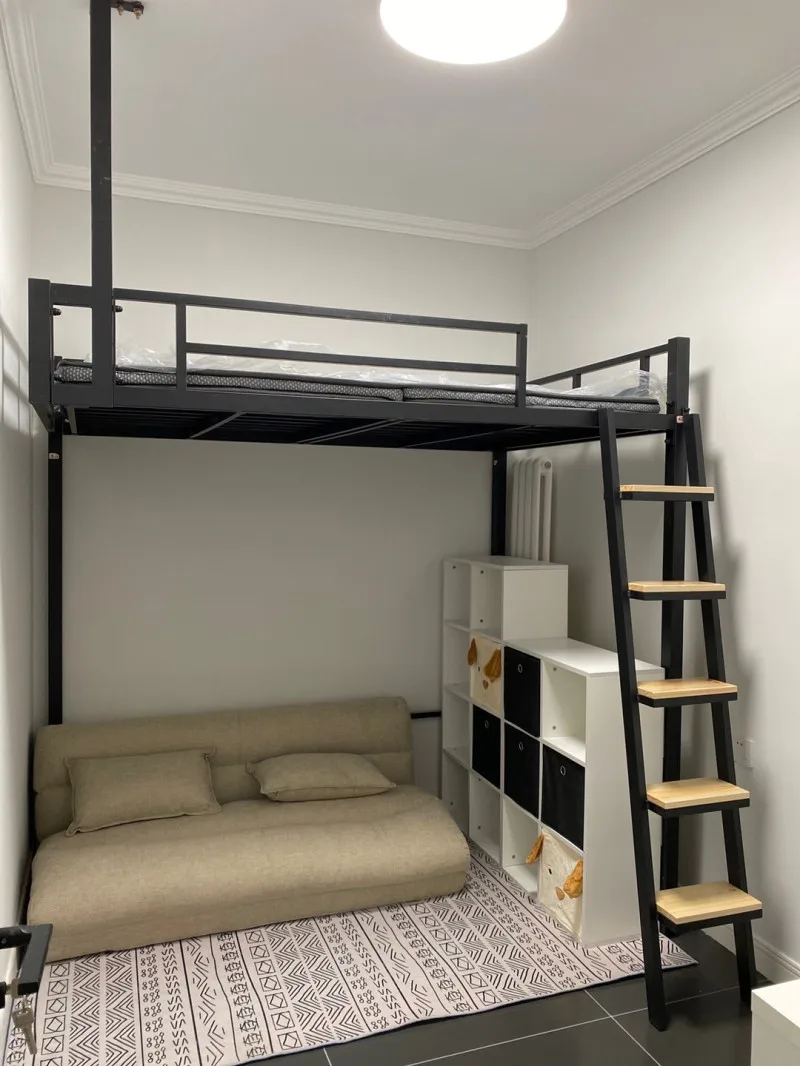 Upper bunk suspendeted bed duplex loft bed on thender the table household iron hammock under thesofa