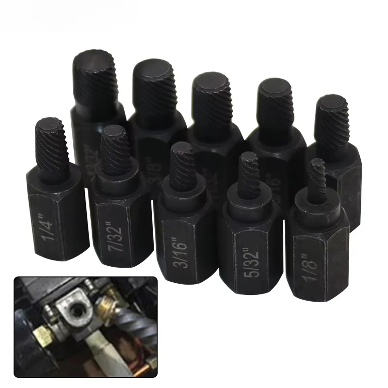 Broken Head Bolt Nut Extractor Broken Head Socket Head Bolt Removal Tool 10pcs Alloy Steel Lossy Screw Extractor Kit