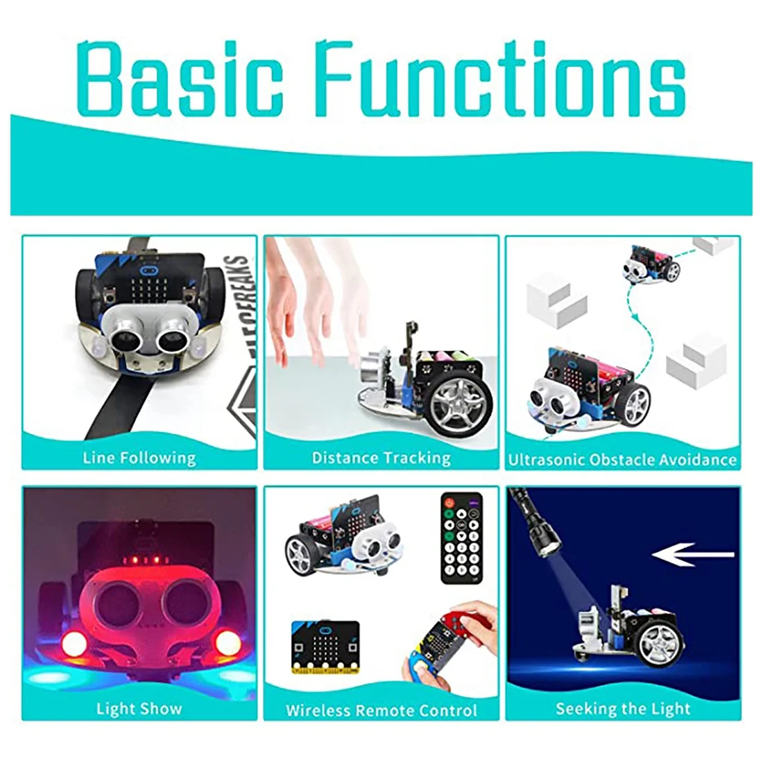 3CGRO-Micro:Bit V1.5 Development Board Micro:Bit Smart Car Kit/Qtruck/Python Education BBC Microbit Programmable Robot For DIY