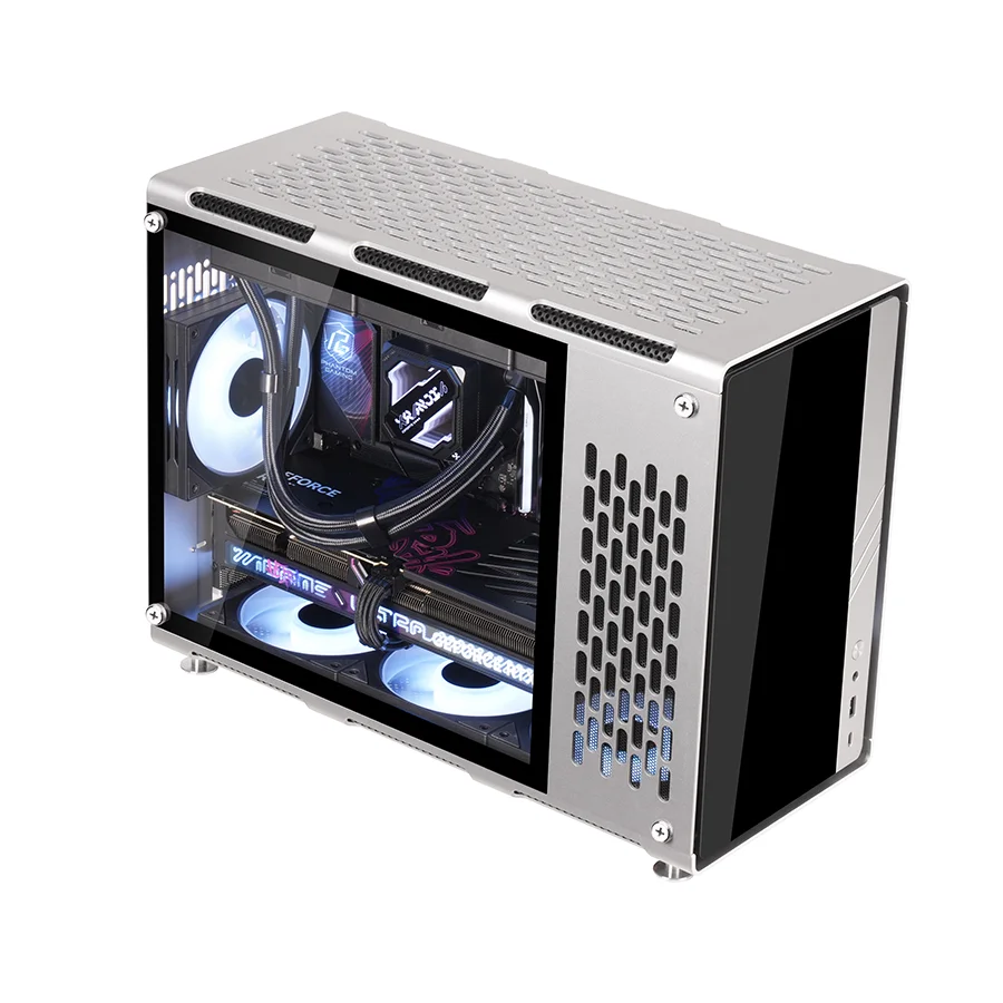 Power Train Aluminum Vision Pro MATX Mesh Computer Case Support 360 Water Cooler Aluminum Alloy Side transparent Gaming Case