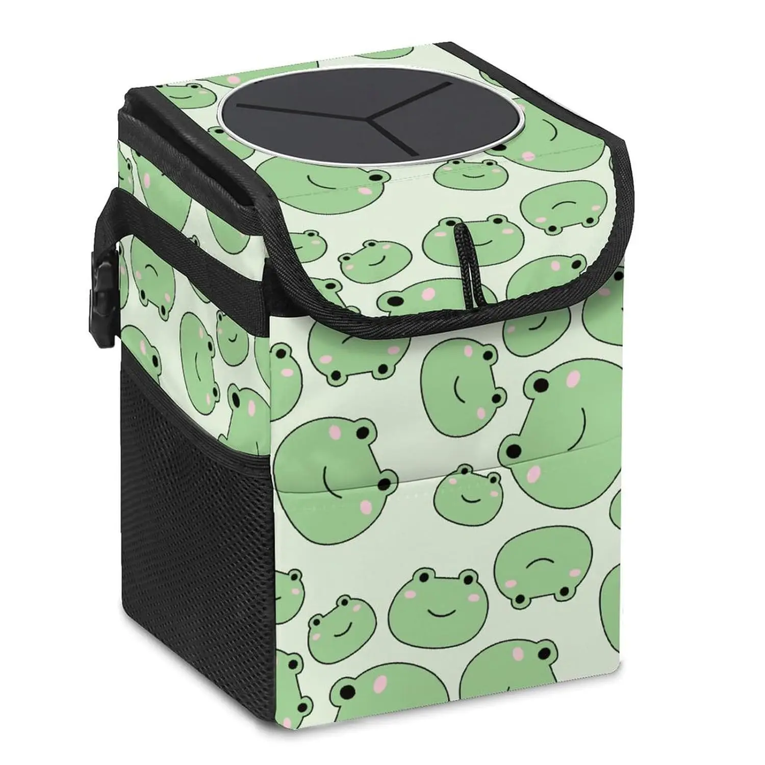 

Cute Collapsible Frog Car Trash Can with Lid, Waterproof Automotive Garbage Can, Interior Car Organizer
