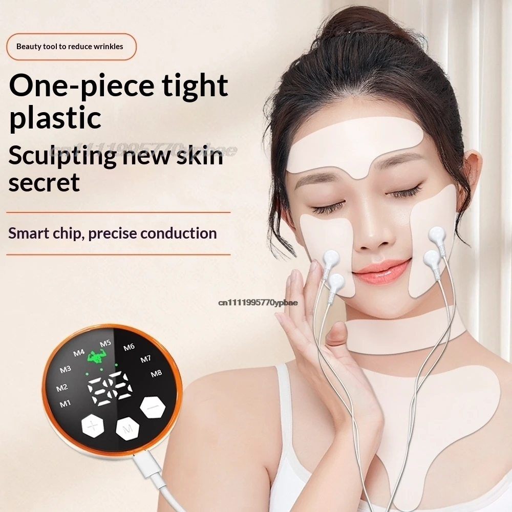 EMS Facial Massager V-Line Skin Lifting Device Wireless Remote Beauty Care Reusable Patches Home SPA Face Massager Pads Tool