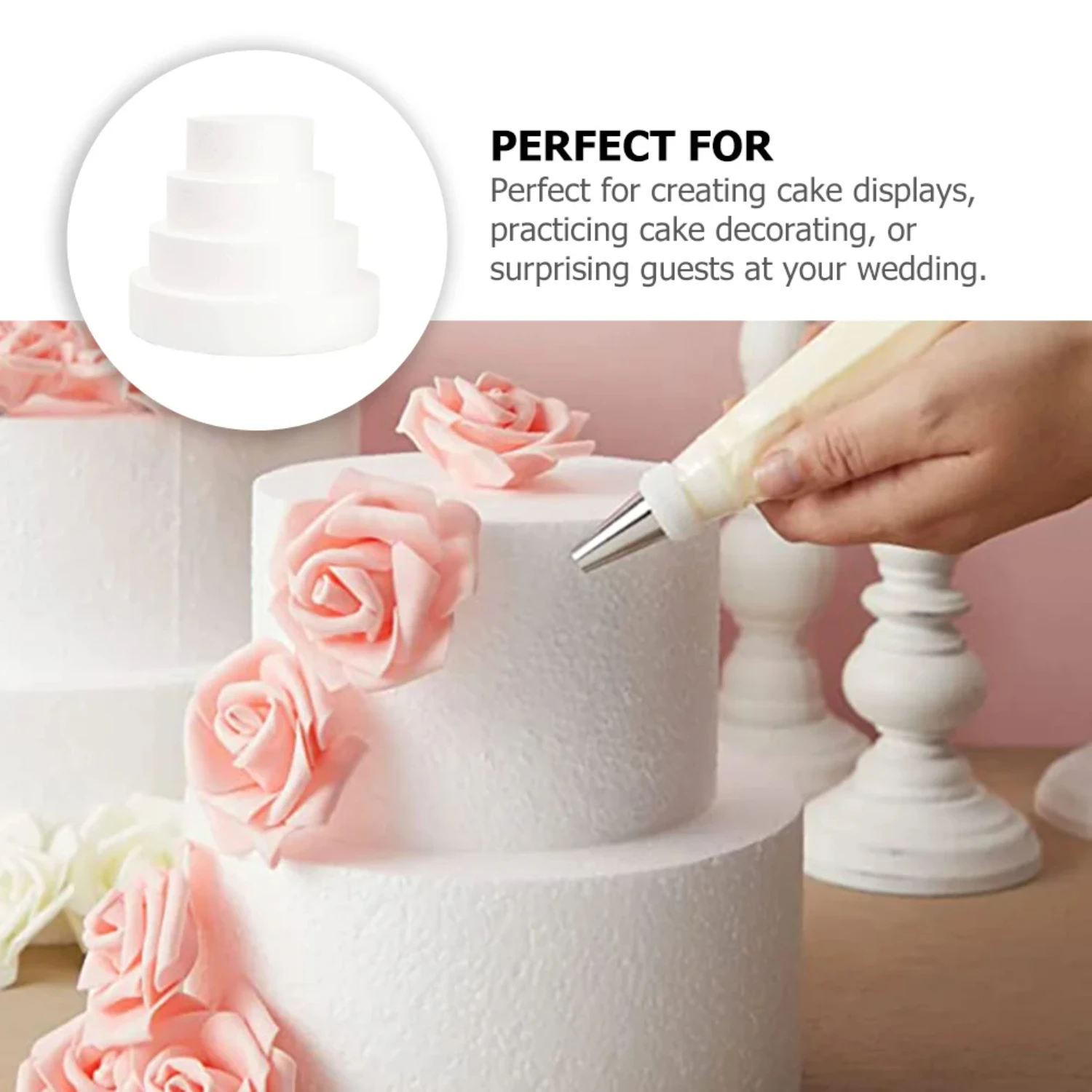 Stunning Reusable Styrofoam Wedding Cake Dummy Rounds for Creative DIY Decorating - Essential Rotating Stand Model Tools for Bea