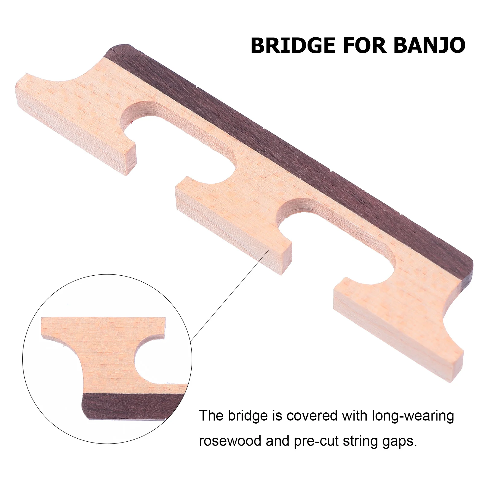 

Maple Banjo Bridge 4-String Replacement Three Legged Guitar Part Tightly Textured Hardwood Long-Wearing Pre-Cut String Gaps