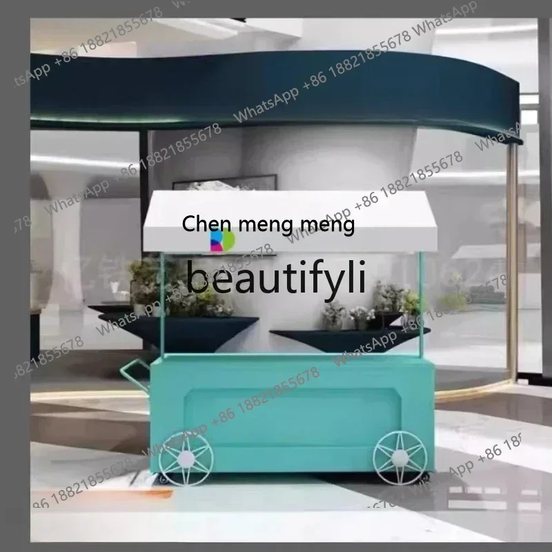 New arrive Stall trolley display stand, gourmet snack cart, night market mobile stall push, event promotion cart