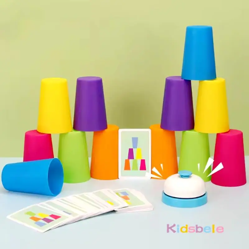 Juego de entrenamiento clásico con bloques apilados, juego de fiesta Montessori, educativo, iluminación intelectual, taza apilable, juguete de velocidad para niños