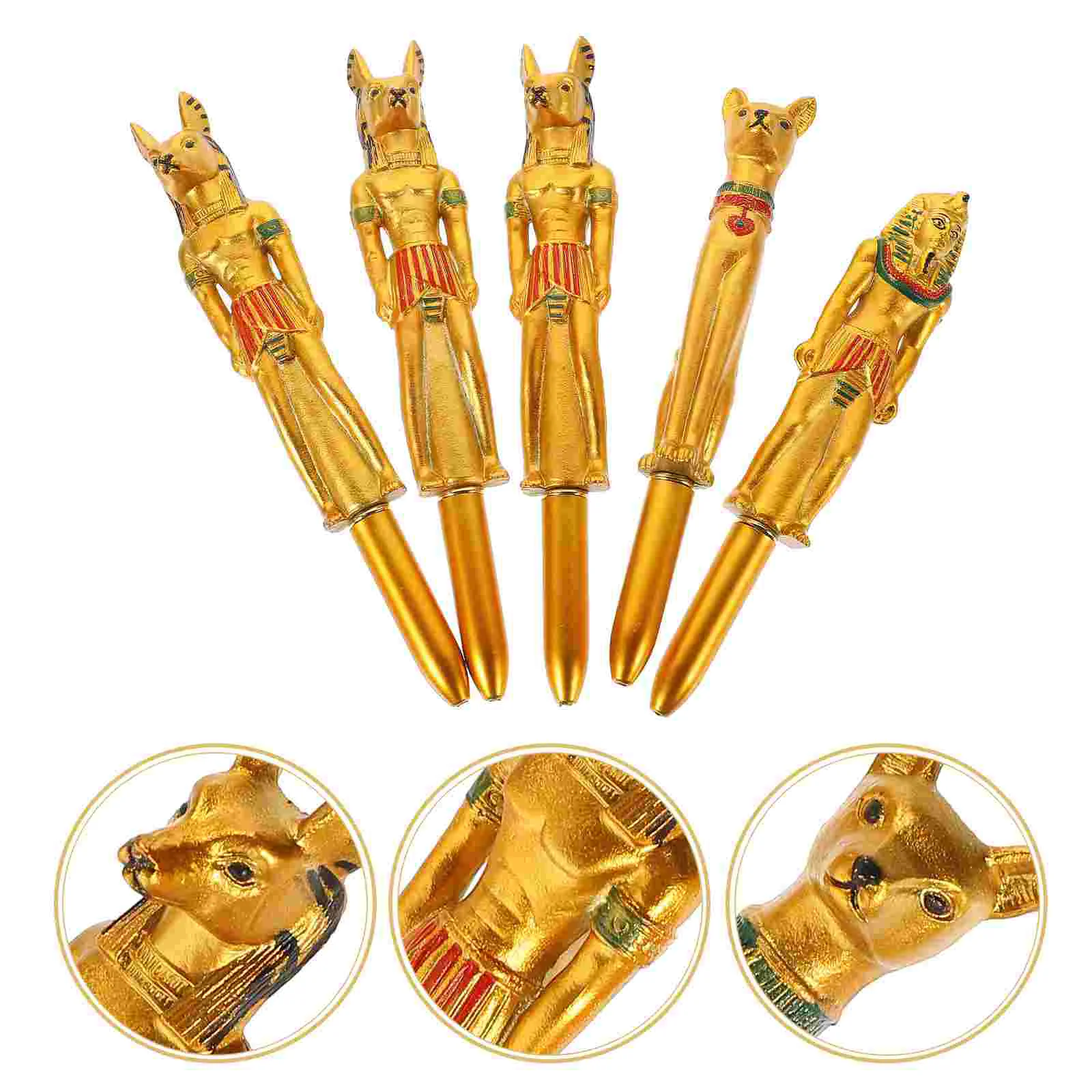 5pcs Creative Ball-Point Pen Egyptian Character Pharaoh Shaped Craft Ball-Point Pen Promotional Activity Gift for Home Store