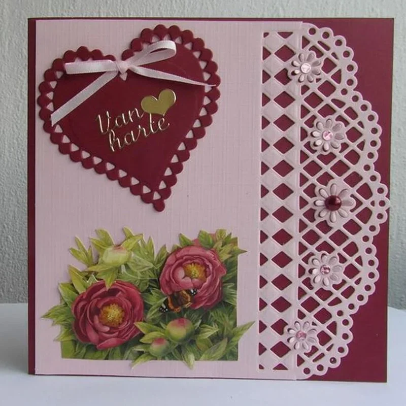 Stamps Dies Scrapbooking Flower Lattice Dot Edge Metal Cutting   Card Making Cut