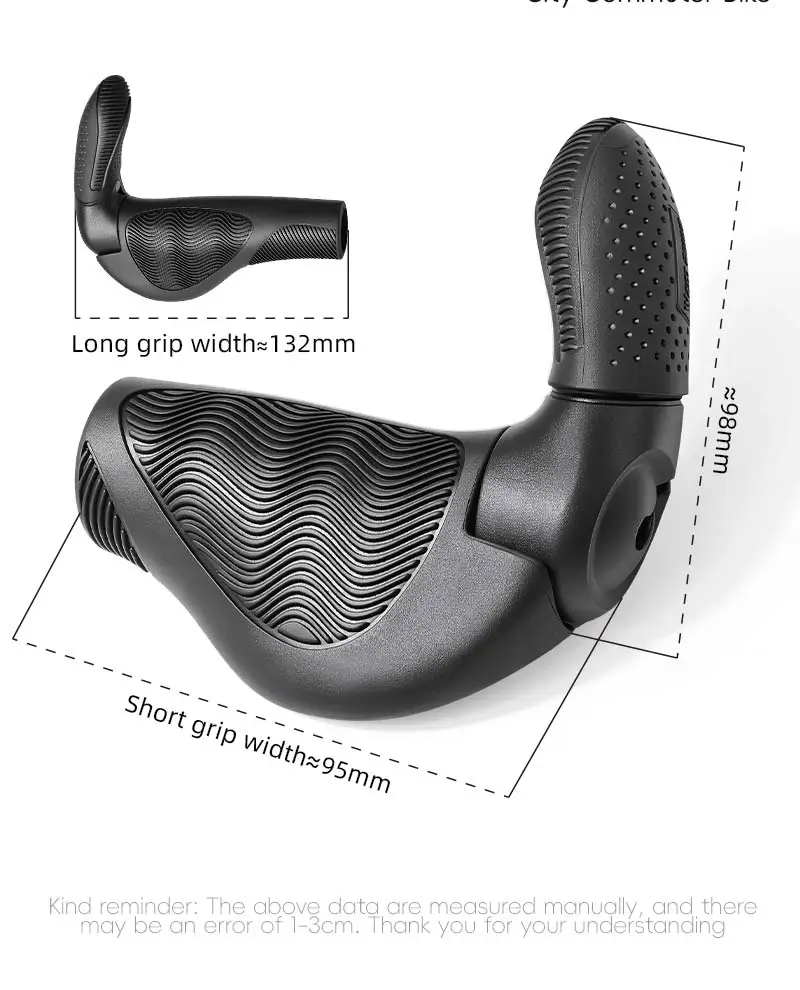 WEST BIKING Asymmetrische Fahrradgriffe mit Ruhestange 132mm Lang 95mm Kurz Drehgriffkompatibel MTB City Faltfahrrad Griffe – Detail 4