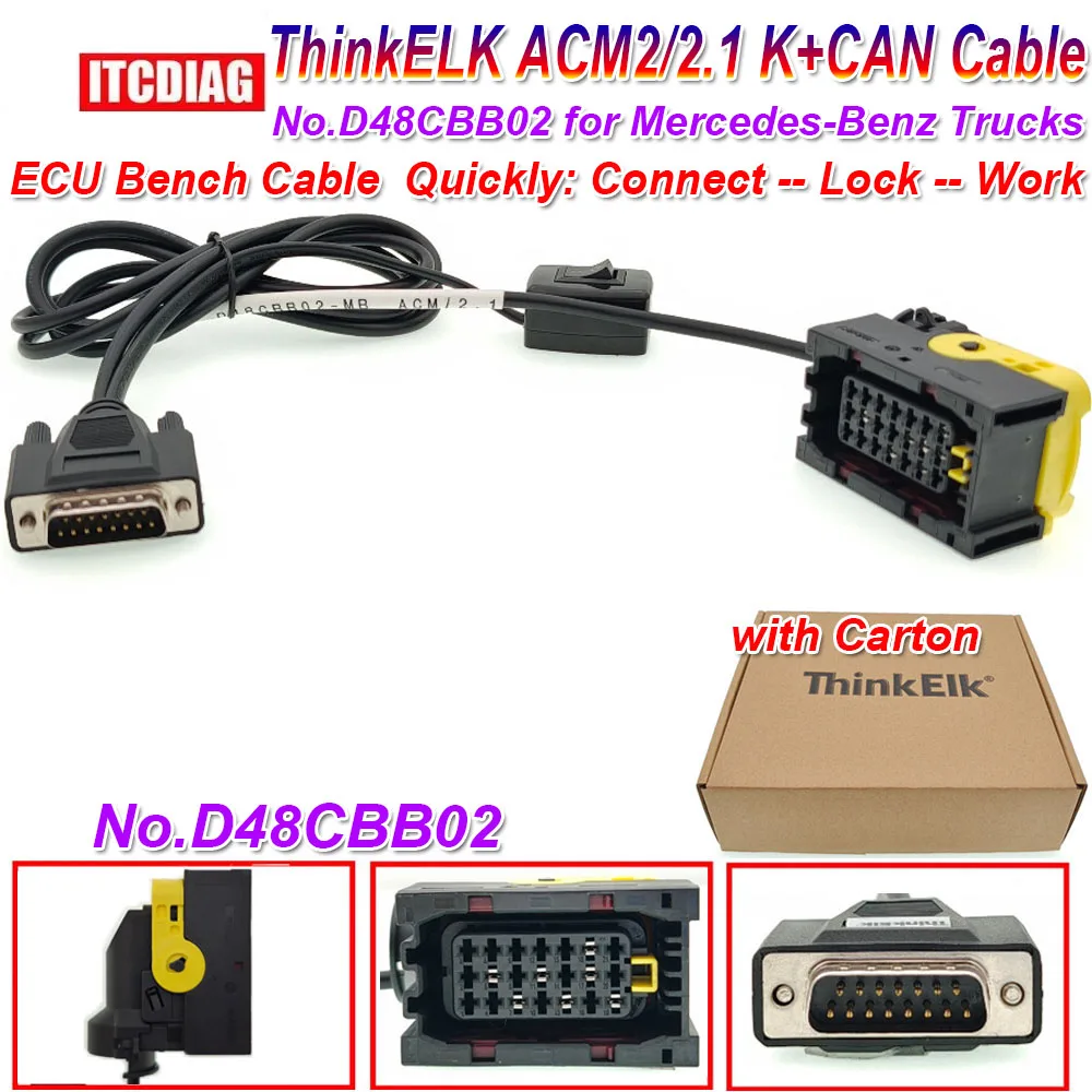 ThinkElk MB ACM/2.1 ECU Bench Cable  For Mercedes-Benz Trucks N0.D48CBB02 ECU Adapter Cable for Connecting ECU & Diagnostic Tool