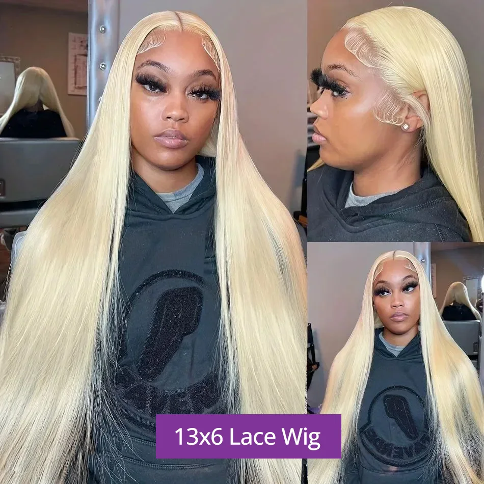 Perruque Lace Front Wig sans colle brésilienne naturelle, cheveux blonds, pre-plucked, avec baby hair, 13x6, 13x4, 613 HD, 30 40 pouces