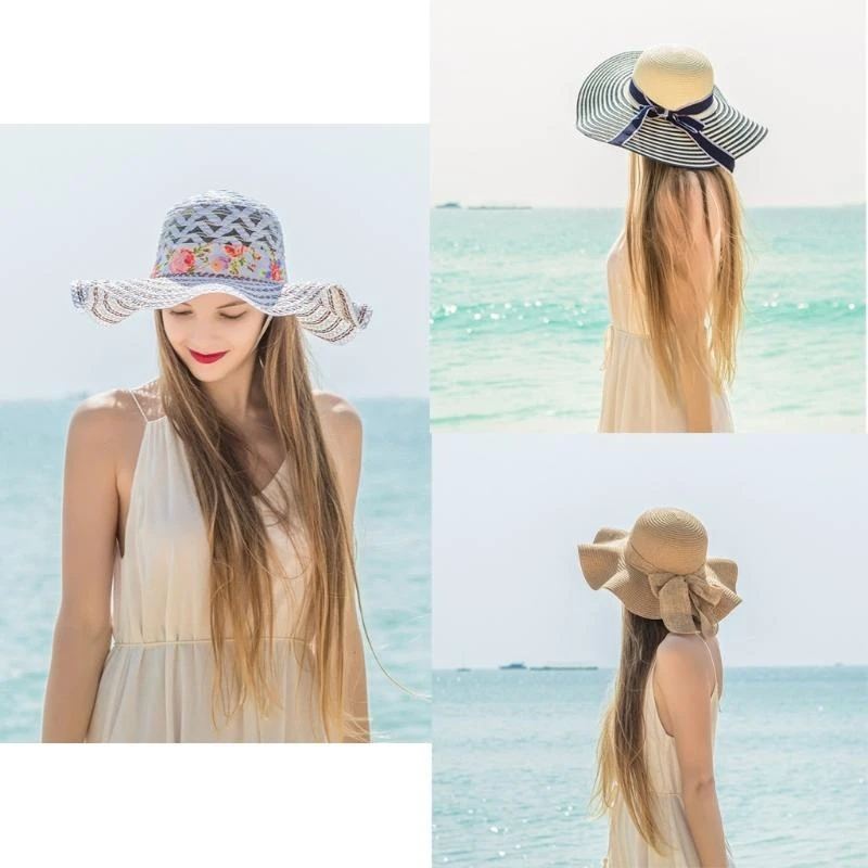 

J15U Sun Hat Adults Outdoor Straw Wide Brim Hat each Sun Hats Caps Wide Brim Super Wide Brim Beach Beach Photo Props