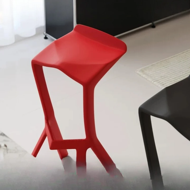

Nordic modern minimalist plastic backrest high chair for designer dining room, island stool