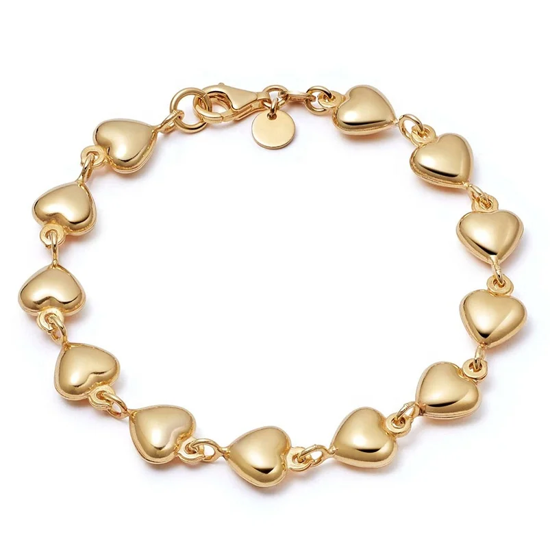 2024 new recycled 18K gold plating shrimps chubby puffy heart brass bracelet