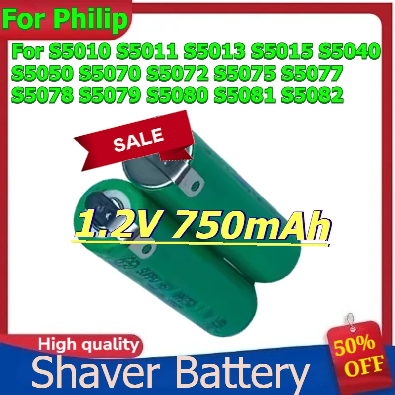 

for Philip S5010 S5011 S5013 S5015 S5040 S5050 S5070 S5072 S5075 S5077 S5078 S5079 S5080 S5081 S5082 Shaver Battery 1.2V 750mAh