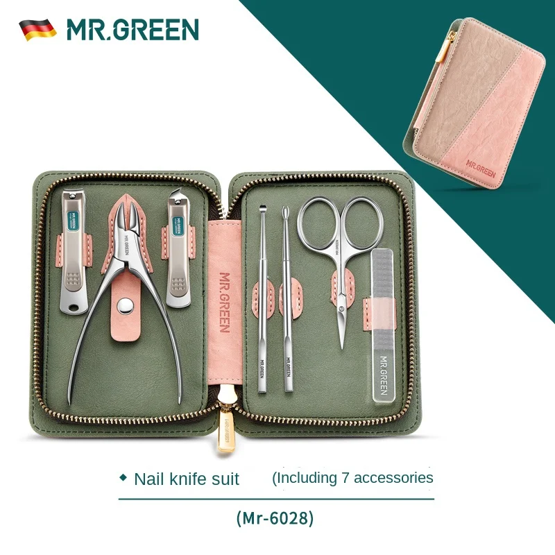 MR.GREEN 7 in1 Manicure Set Stainless Nail Clippers Cuticle Utility Manicure Set Tools Nail Care Grooming Kit Nail Clipper Set