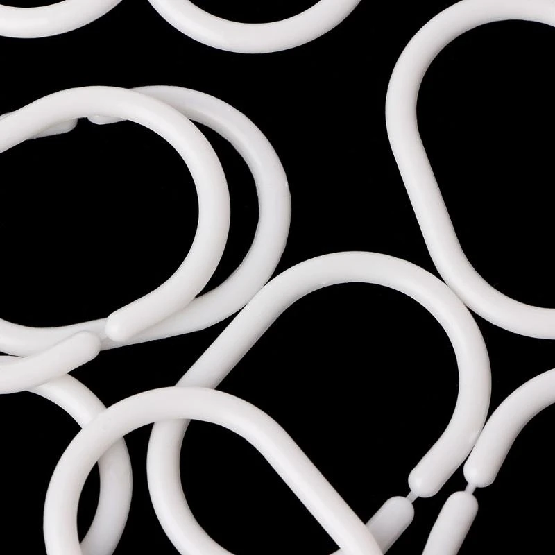 12pcs Shower Curtain Hook Hanger Plastic Rings Bath Drape Loop Clasp Accessories high quality，Portable Curtain Rings Hook Acces