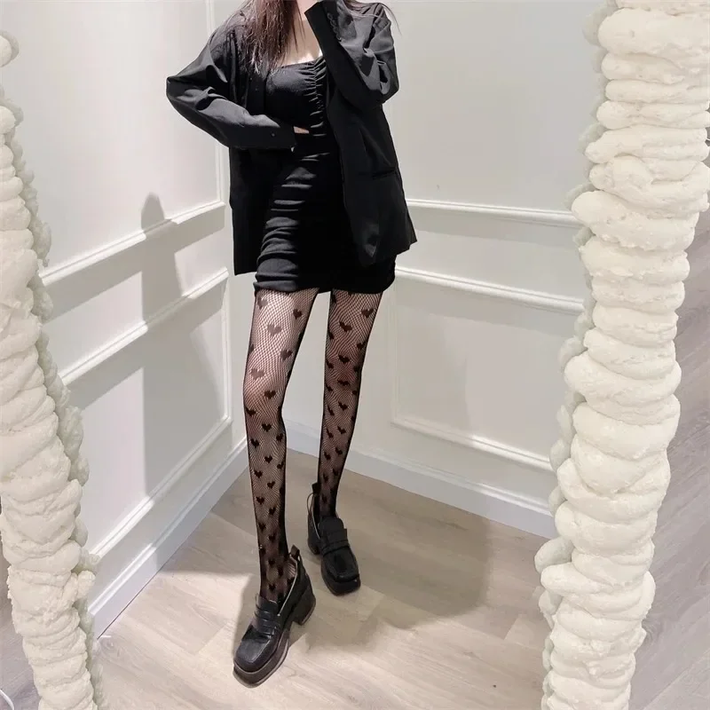 المرأة جوارب مثيرة جوارب جديدة قلوب نادي حفلة مكافحة التمزق الإناث Calcetines شبكة السمك تخزين شبكة صيد السمك جوارب طويلة